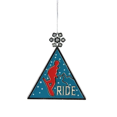 Midwest 3.75" Red and Blue Ride Ski Triangular Charm Christmas Ornament