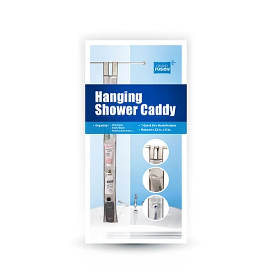 Grand Fusion Housewares 12" White and Gray Hanging Shower Caddy