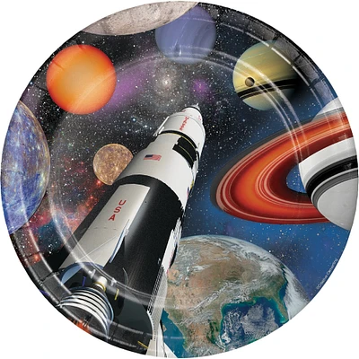 Party Central Club Pack of 96 Space Blast Disposable Paper Premium Strength Party Dinner Plates 9"