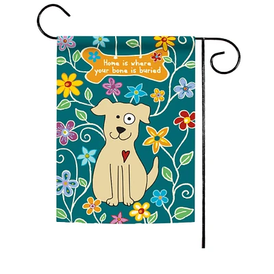 Toland Home Garden Dog and Bone with Flowers Outdoor Garden Flag 18" x 12.5"