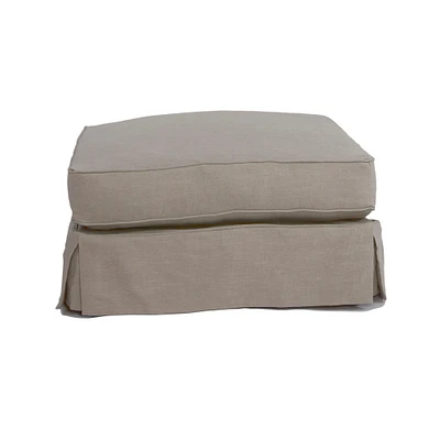 The Hamptons Collection 33” Light Gray Square Cushion Ottoman Slipcover