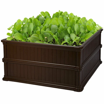 Gymax 2 Pcs 48.5 Raised Garden Bed Square Plant Box Planter Flower Vegetable Brown