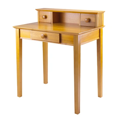 Contemporary Home Living 30" Honey Pine Studio Writing Desk with Hutch