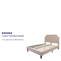 Merrick Lane Provence Platform Bed with Slatted Support Contemporary Tufted Upholstery with Accent Nail Trim
