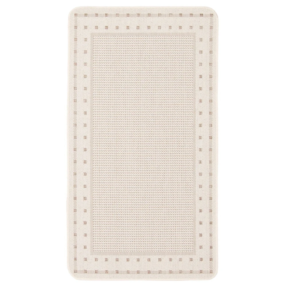 Chaudhary Living 2' x 4' Cream and Taupe Bordered Pattern Rectangular Outdoor Area Throw Rug