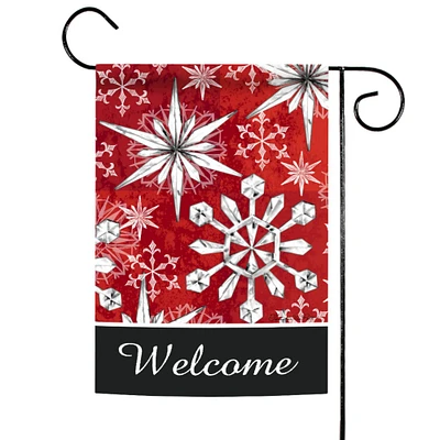 Toland Home Garden Red and White Snowflake Salutations "welcome" Christmas Outdoor Rectangular Mini Garden Flag 18" x 12.5"