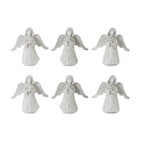 Contemporary Home Living Set of 6 Rustic White Angel Figurines 6.25”