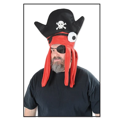 Party Central Club Pack of 12 Black and White One Eye Pirate Squid Halloween Hat Costume Accessories 22"