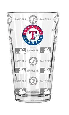 The Memory Company 5.75" Clear and Blue MLB Texas Rangers Sandblasted Pint Glass 16 oz.