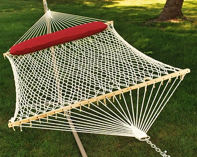 Algoma 13ft White And Beige Netted Hammock With An Attached Pillow