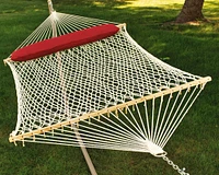 Algoma 13ft White And Beige Netted Hammock With An Attached Pillow