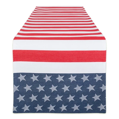 Contemporary Home Living 72" Stars and Stripes Americana Woven Table Runner