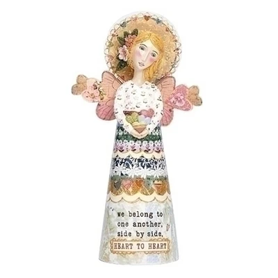 Roman 8.5" Heart to Heart Angel with Wings Tabletop Figurine