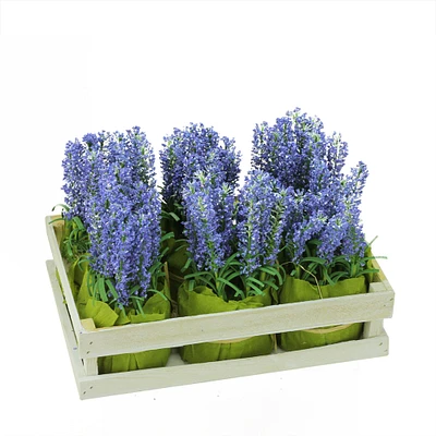 Gallerie II Pack of 6 Lavender Artificial Plants in Crate Spring Tabletop Decor 9.5"