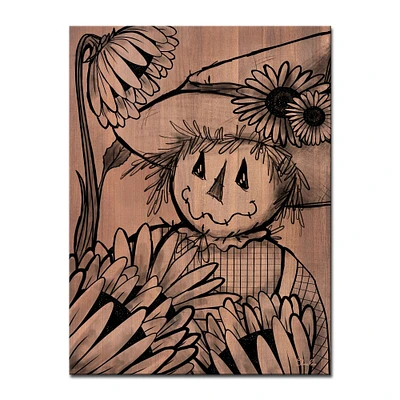 Crafted Creations Brown and Black Sunflower Scarecrow Fall Rectangular Cotton Wall Art Decor 16" x 12"