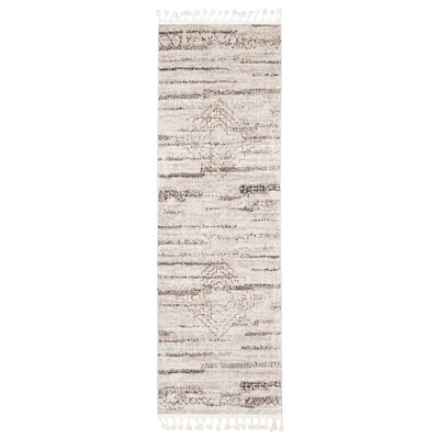 Chaudhary Living 2.5' x 8.25' Gray and Off White Medallion Pattern Rectangular Rug Runner