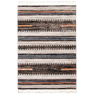 Chaudhary Living 5' x 7.5' Off White and Black Striped Rectangular Area Throw Rug