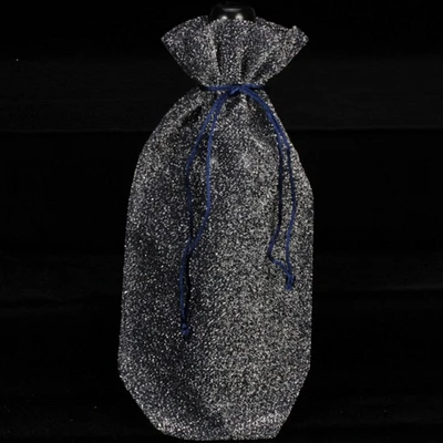 The Ribbon People Pack of 6 Silver and Black Bottle Treat Bags 13" x 7"