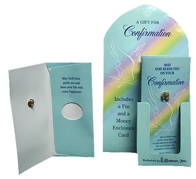 Roman Club Pack of 24 Blue Confirmation Day Gift Money Cards and Pins 6.5"