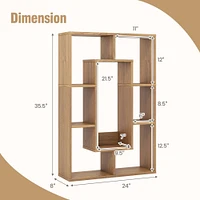 Costway 7-Cube Geometric Bookshelf with Anti-Toppling Device Modern Open Bookcase White/Black/Oak/Rustic Brown/Natural/Grey