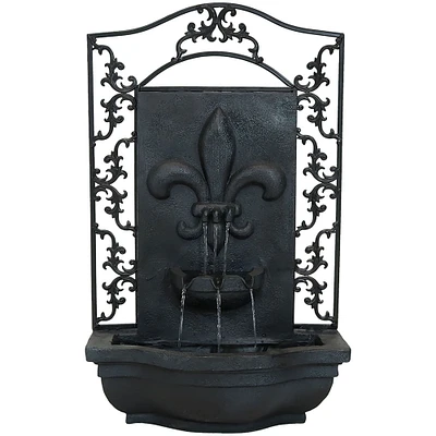 Sunnydaze French Lily Polystone Outdoor Solar Wall Fountain - Lead by