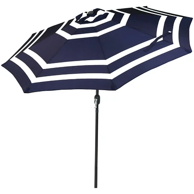 Sunnydaze 9 ft Aluminum Patio Umbrella with Tilt and Crank - Navy Stripe by