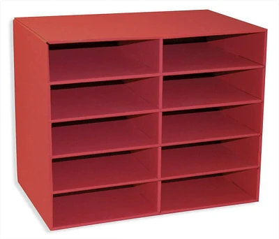 Classroom Keepers 10 Shelf Organizer, 21 x 12-7/8 x 17 Inches, Red