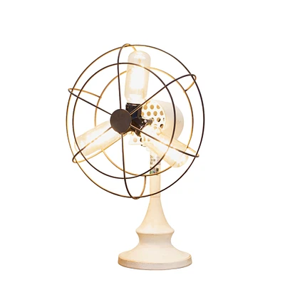 Creative Design 17" White and Brown Vintage Triple Light Fan