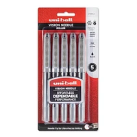 uni-ball Vision Needle Pen Set, .7mm, 5/Pkg., Black