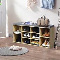 10-Cube Organizer  Entryway Padded Shoe Storage Bench