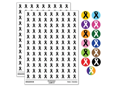 Awareness Ribbon Solid 0.50" Round Sticker Pack