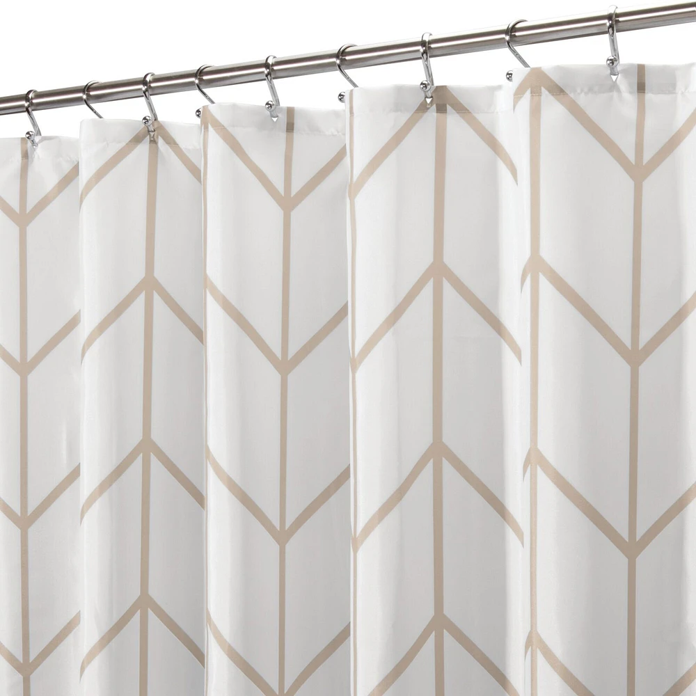 mDesign Chevron Print - Easy Care Fabric Shower Curtain