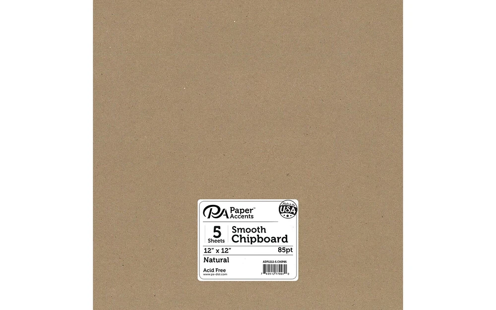 Chipboard 12x12 2X Heavy 85pt Natural 5pc