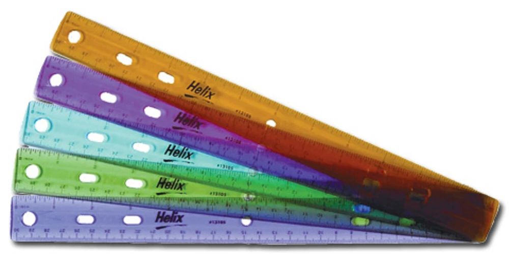 Tinted Ring Binder Ruler Inch/Metric 12 Inch