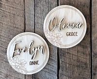 Floral Baby Name Announcement Sign, Circle Baby Name Sign