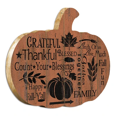 Grateful - By Artisan Linda Spivey Printed on Wooden Pumpkin Wall Art