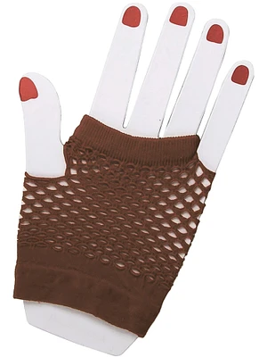 Adults Brown Steampunk Pirate Cowboy Costume Fingerless Fishnet Gloves