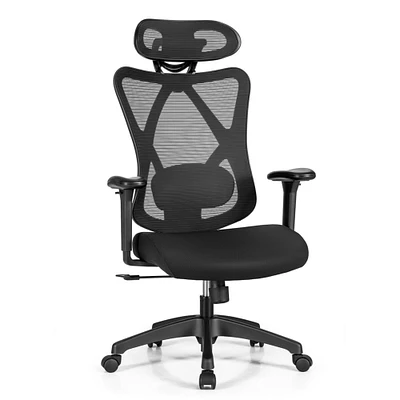 Gymax Reclining Mesh Office Chair Swivel Chair w/ Adjustable Lumbar Support