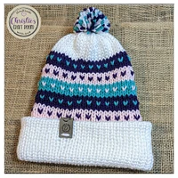 Knitted Fair Isle Beanie with Pom Pom