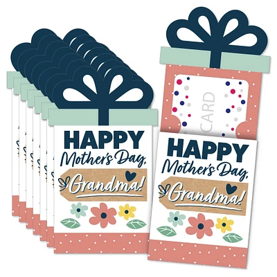 Big Dot of Happiness Grandma, Happy Mother's Day - We Love Grandmother Money and Gift Card Sleeves - Nifty Gifty Card Holders - Set of 8