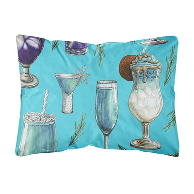 "Caroline's Treasures BB5203PW1216 Drinks & Cocktails Blue Canvas Fabric Decorative Pillow, 12"" H x 16"" W, Multicolor"