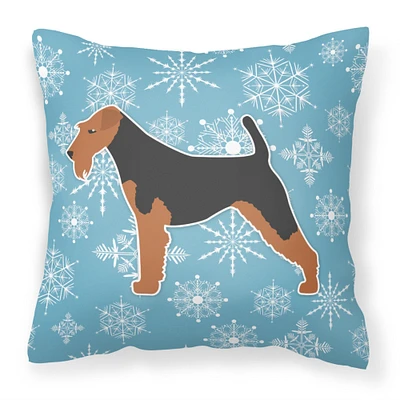 "Caroline's Treasures BB3485PW1818 Winter Snowflake Welsh Terrier Decorative Pillow, 18"" x 18"", Multicolor"