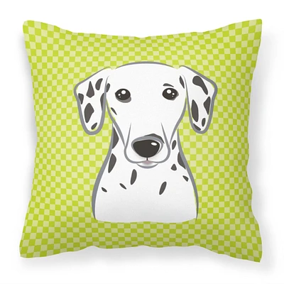 "Caroline's Treasures BB1272PW1818 Checkerboard Lime Green Dalmatian Decorative Pillow, 18"" x 18"", Multicolor"