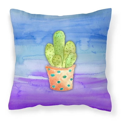 "Caroline's Treasures BB7363PW1818 Cactus Blue and Purple Watercolor Outdoor Canvas Pillow, Multicolor"