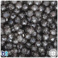 BeadTin Jet Sparkle 8mm Faceted Round Plastic Craft Beads (450pcs)