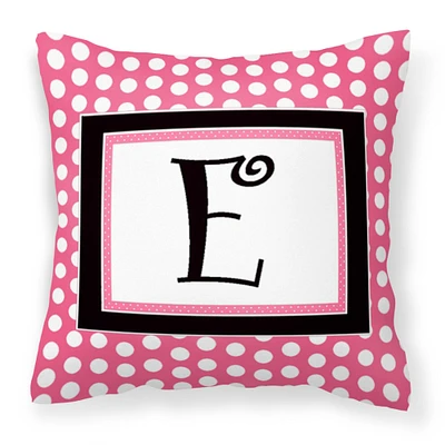 "Caroline's Treasures CJ1001-EPW1414 Monogram Initial E Pink Black Polka Dots Pillow, Large, Multicolor"