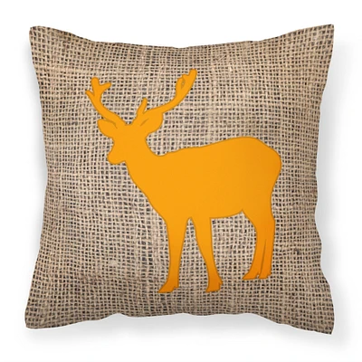 "Caroline's Treasures BB1012-BL-OR-PW1818 Deer Burlap & Orange Canvas Decorative Pillow, 18"" x 18"", Multicolor"