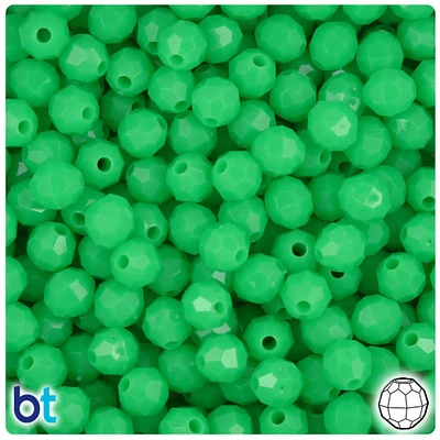 BeadTin Grasshopper Neon Bright 8mm Faceted Round Plastic Craft Beads (450pcs)