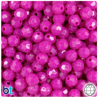 BeadTin Mulberry Opaque 8mm Faceted Round Plastic Craft Beads (450pcs)