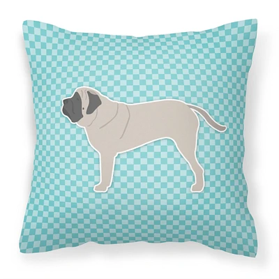 "Caroline's Treasures BB3756PW1414 English Mastiff Checkerboard Blue Decorative Pillow, 14"" x 14"", Multicolor"